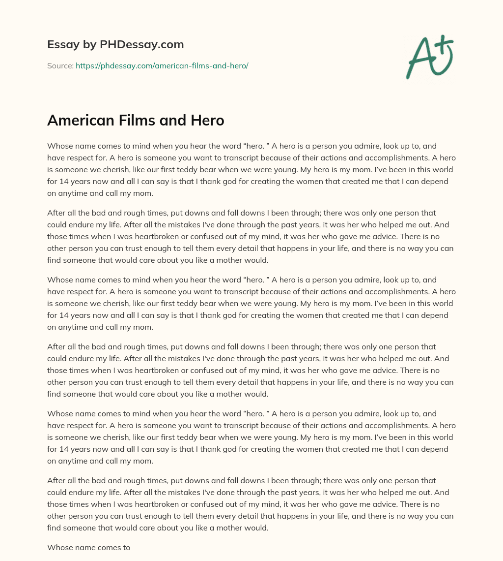 American Films and Hero essay