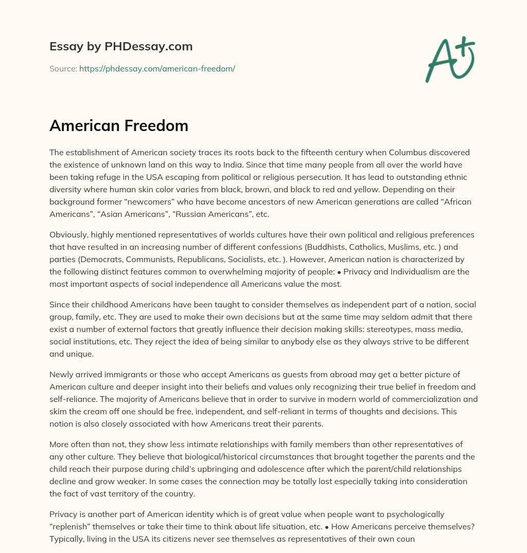American Freedom essay