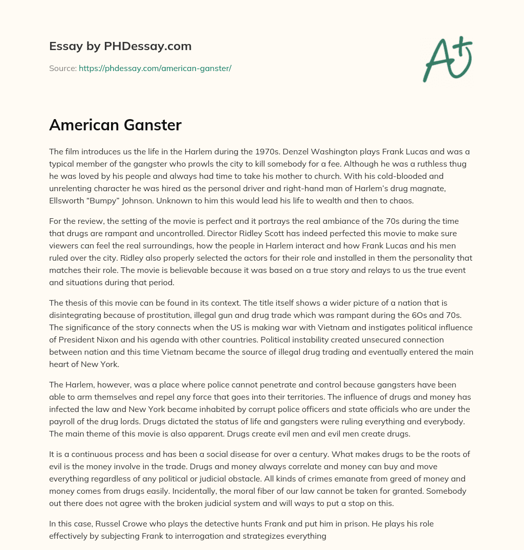 American Ganster essay