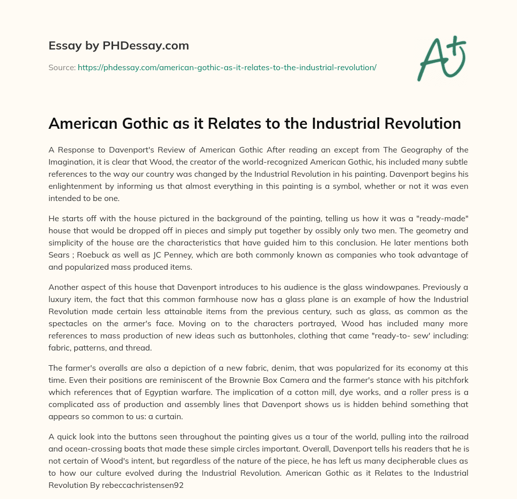 American Gothic as it Relates to the Industrial Revolution essay