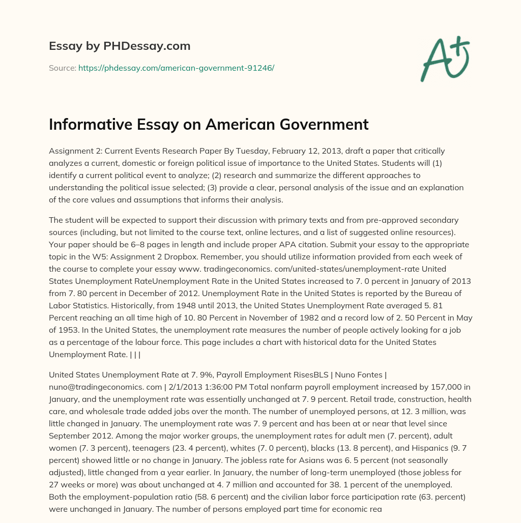 Informative Essay on American Government essay