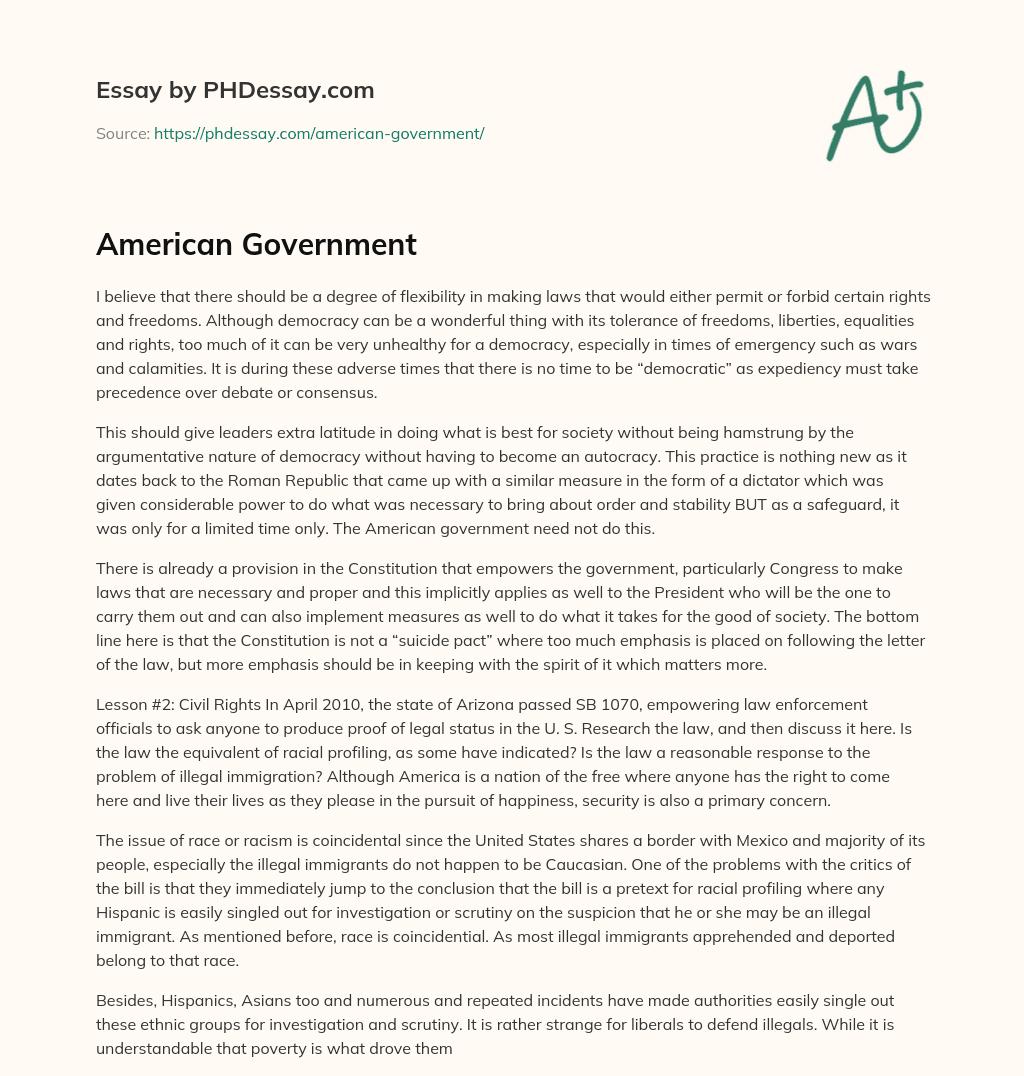 American Government essay