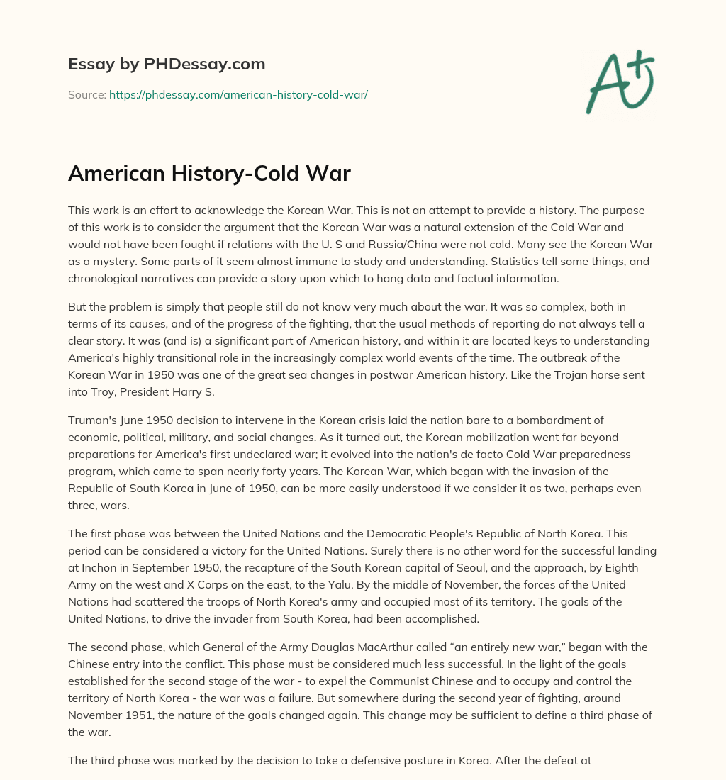 American History-Cold War essay