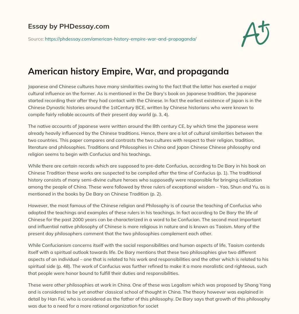 American history Empire, War, and propaganda essay
