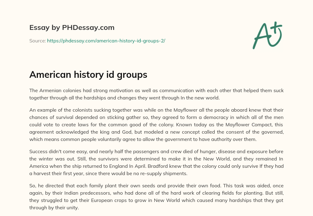 American history id groups essay
