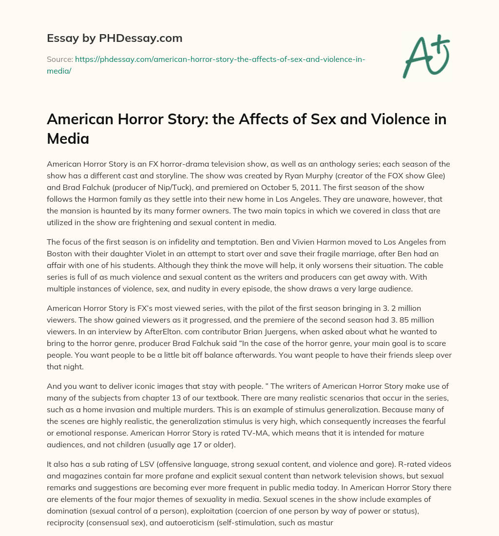 sex and violence in media essay