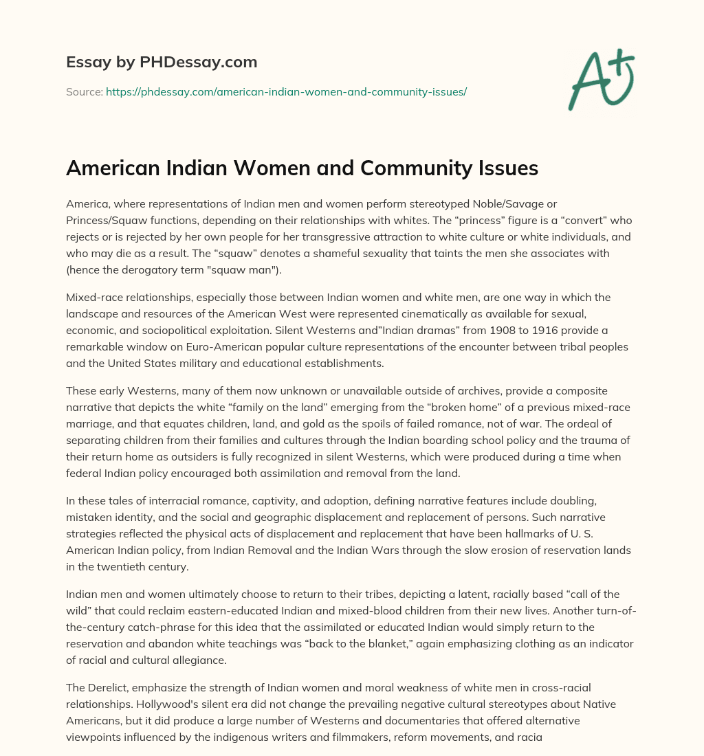 American Indian Women and Community Issues essay