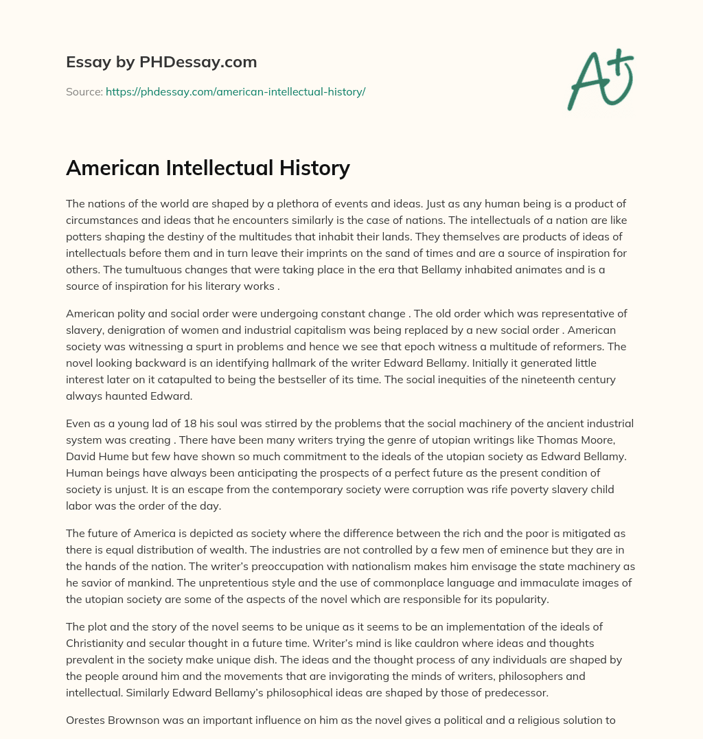American Intellectual History essay