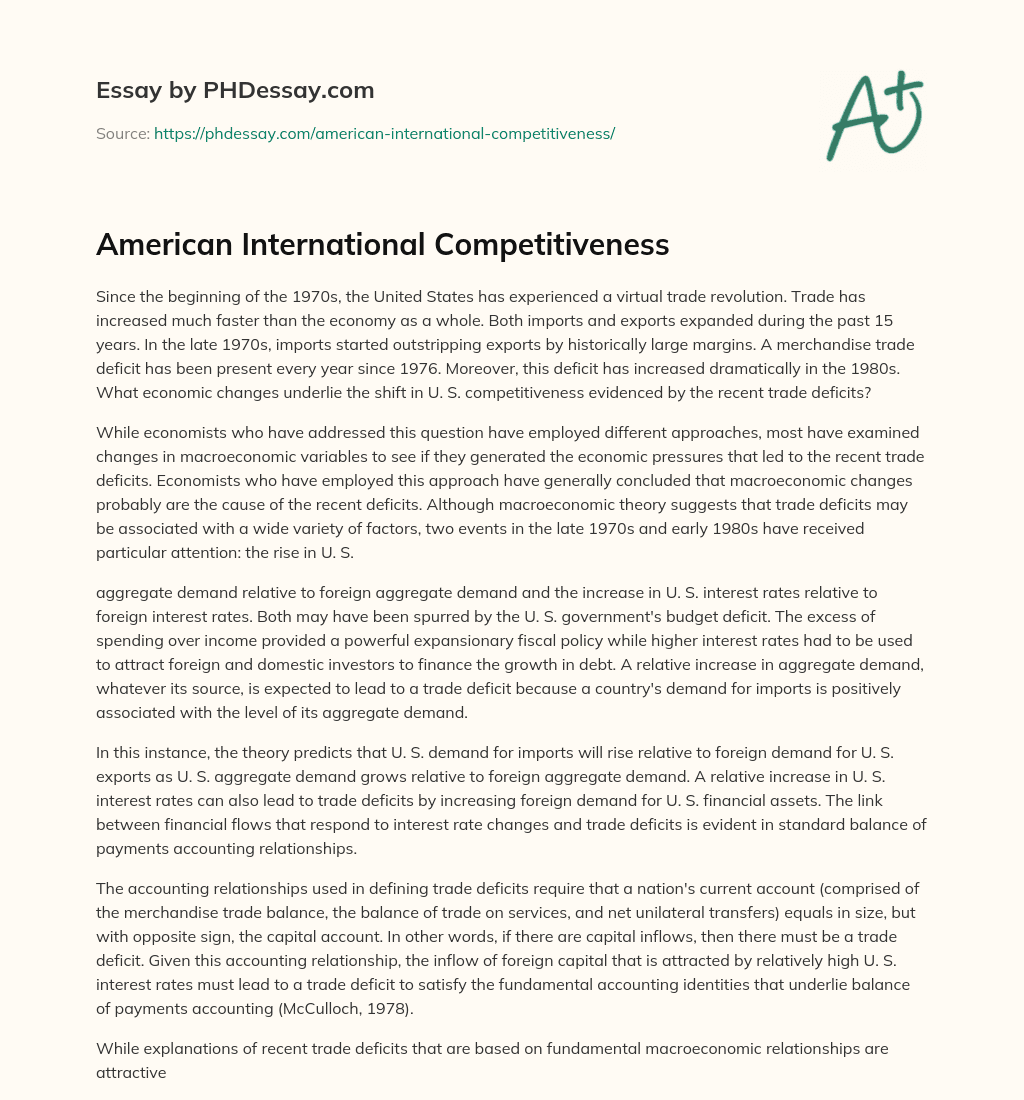 American International Competitiveness essay