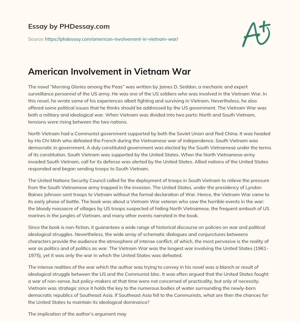 american involvement in vietnam essay