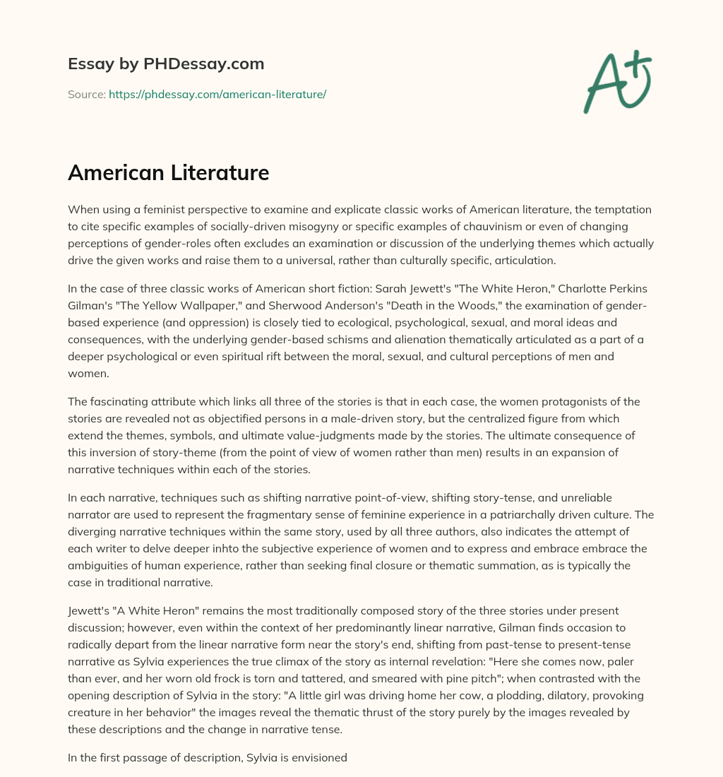 American Literature essay