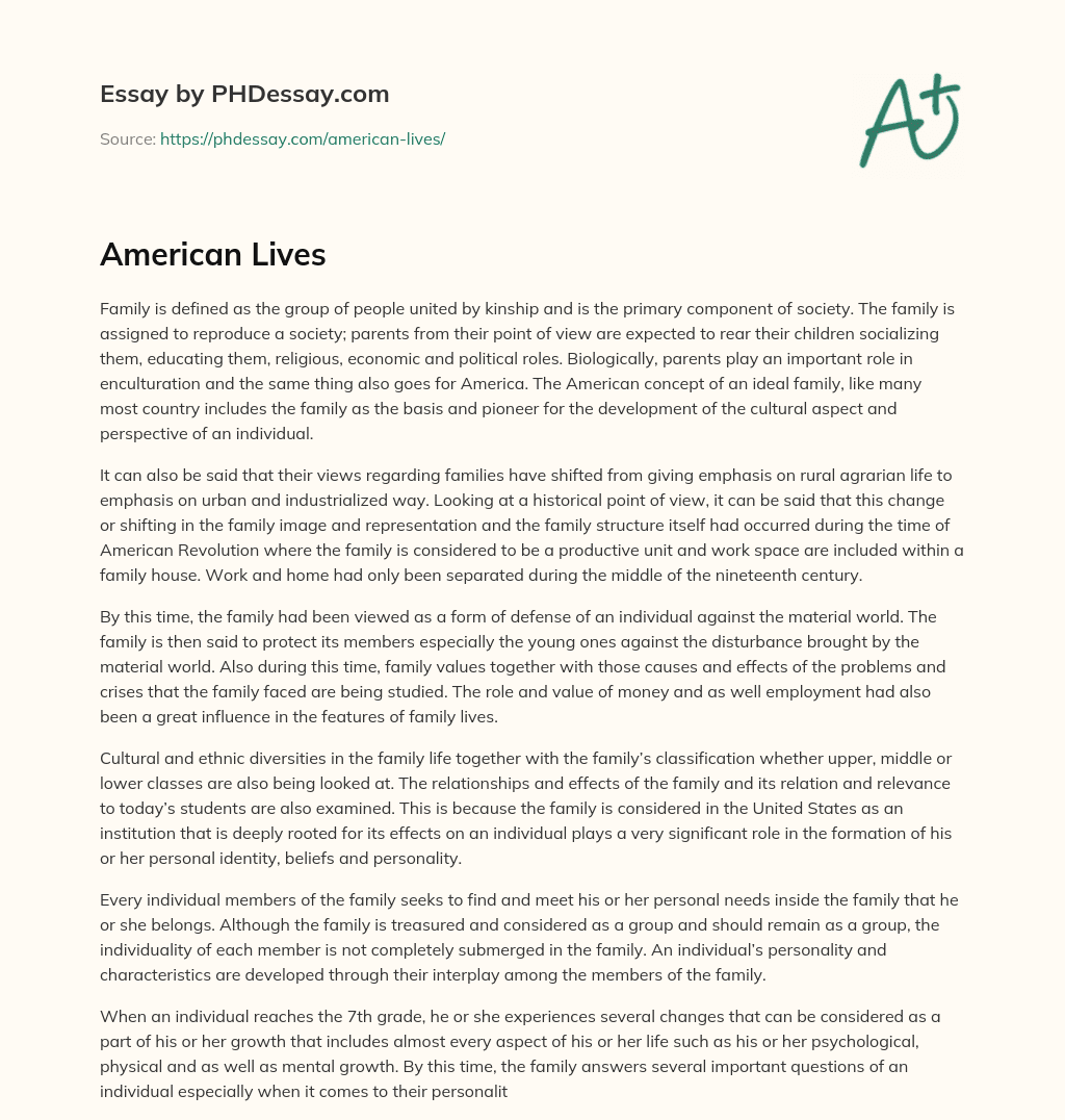 American Lives essay
