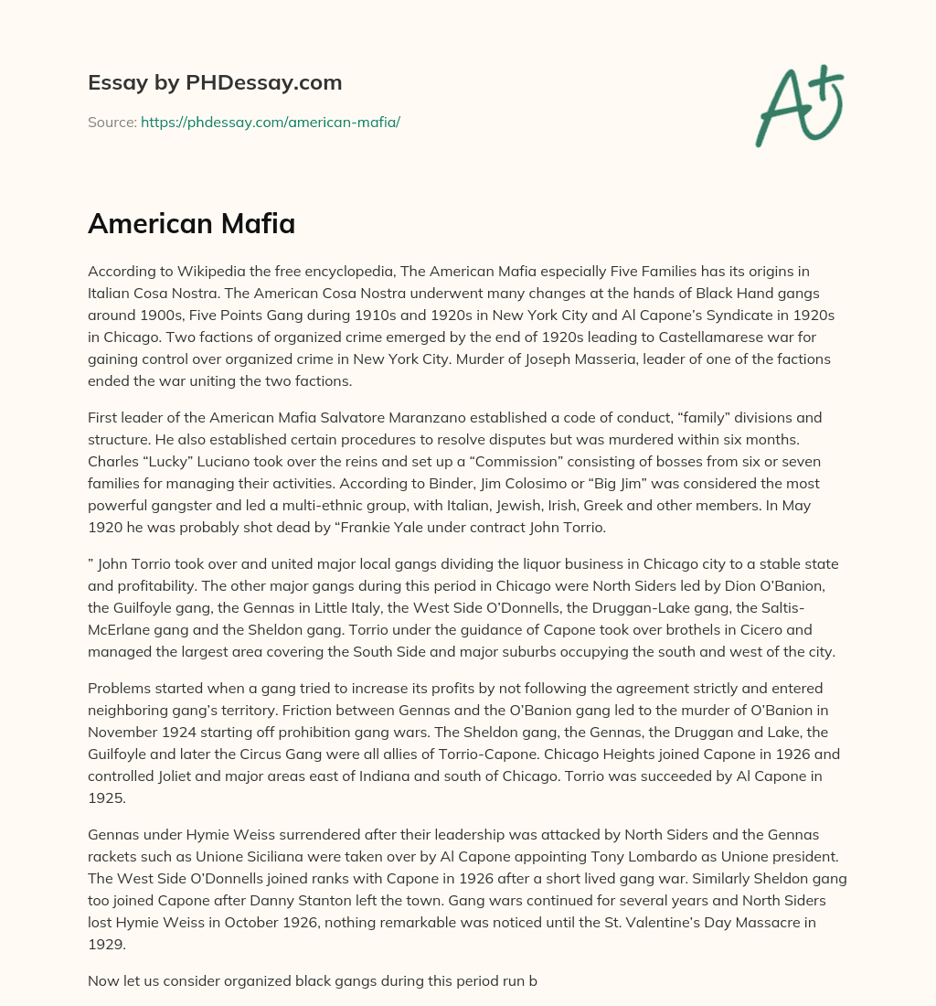 American Mafia essay