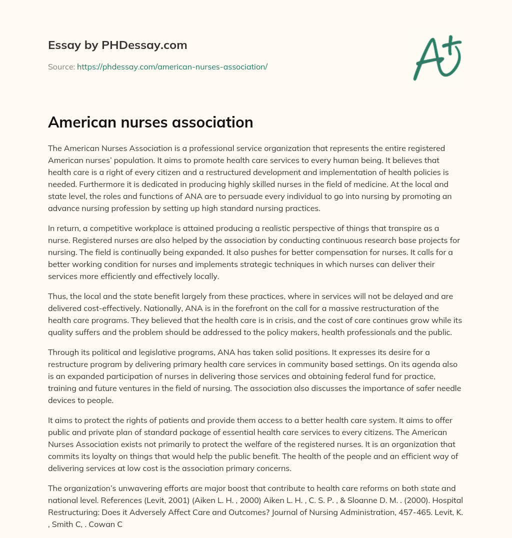American nurses association essay