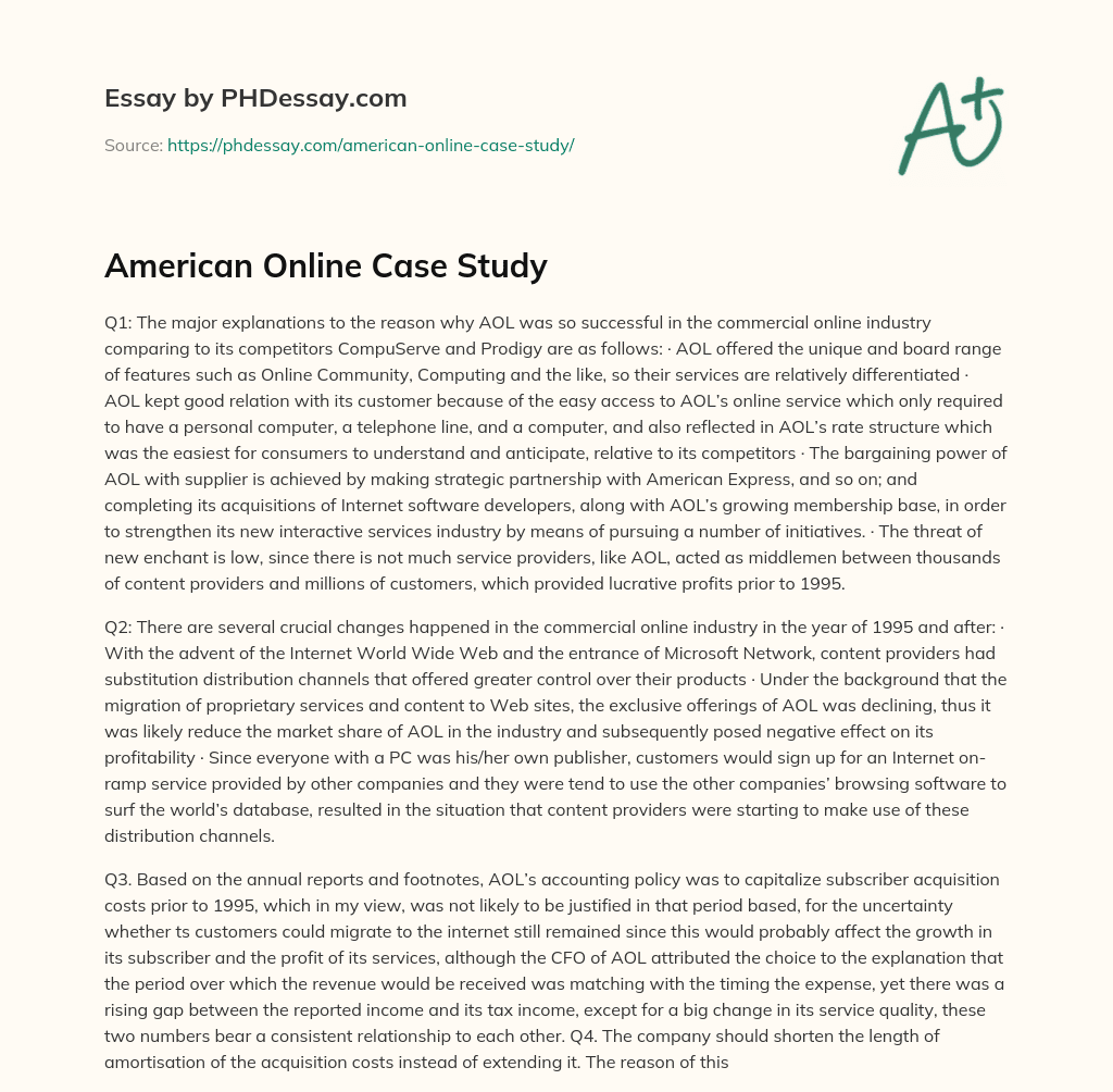 American Online Case Study essay