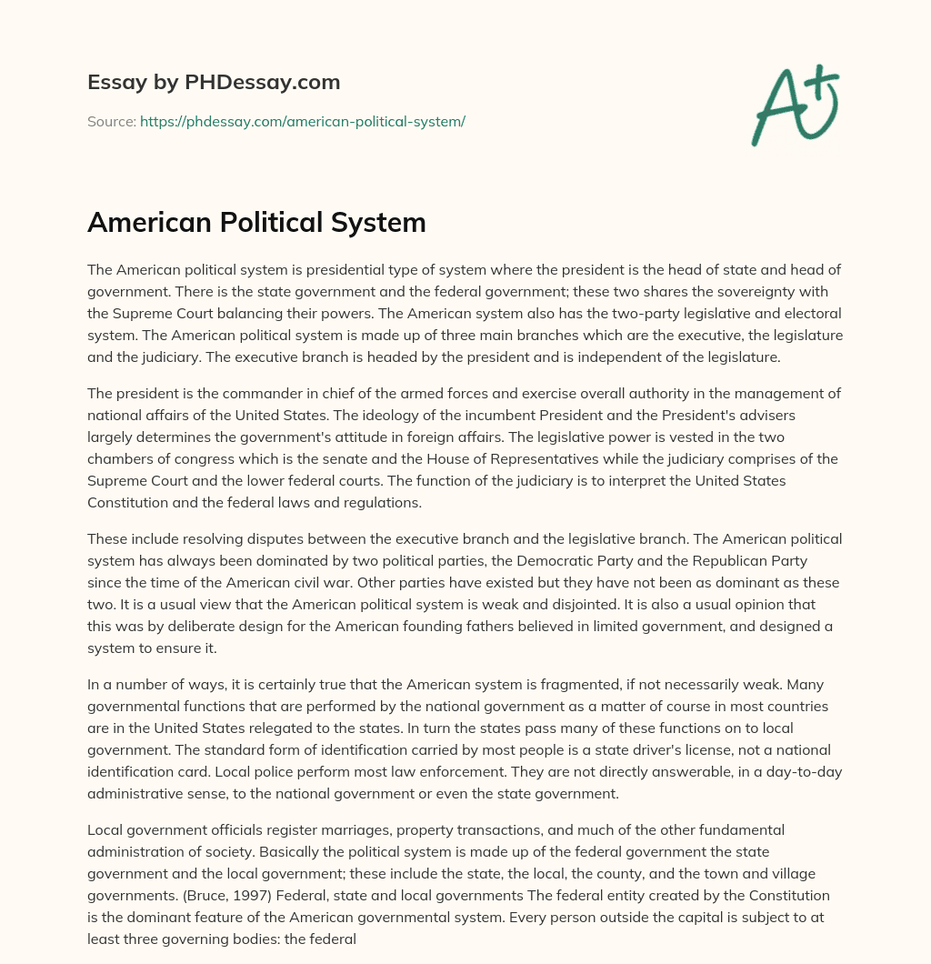 political system in usa essay