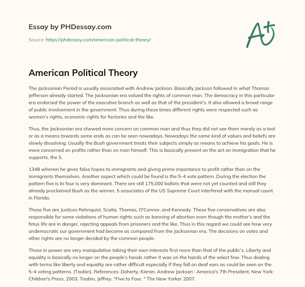 American Political Theory essay
