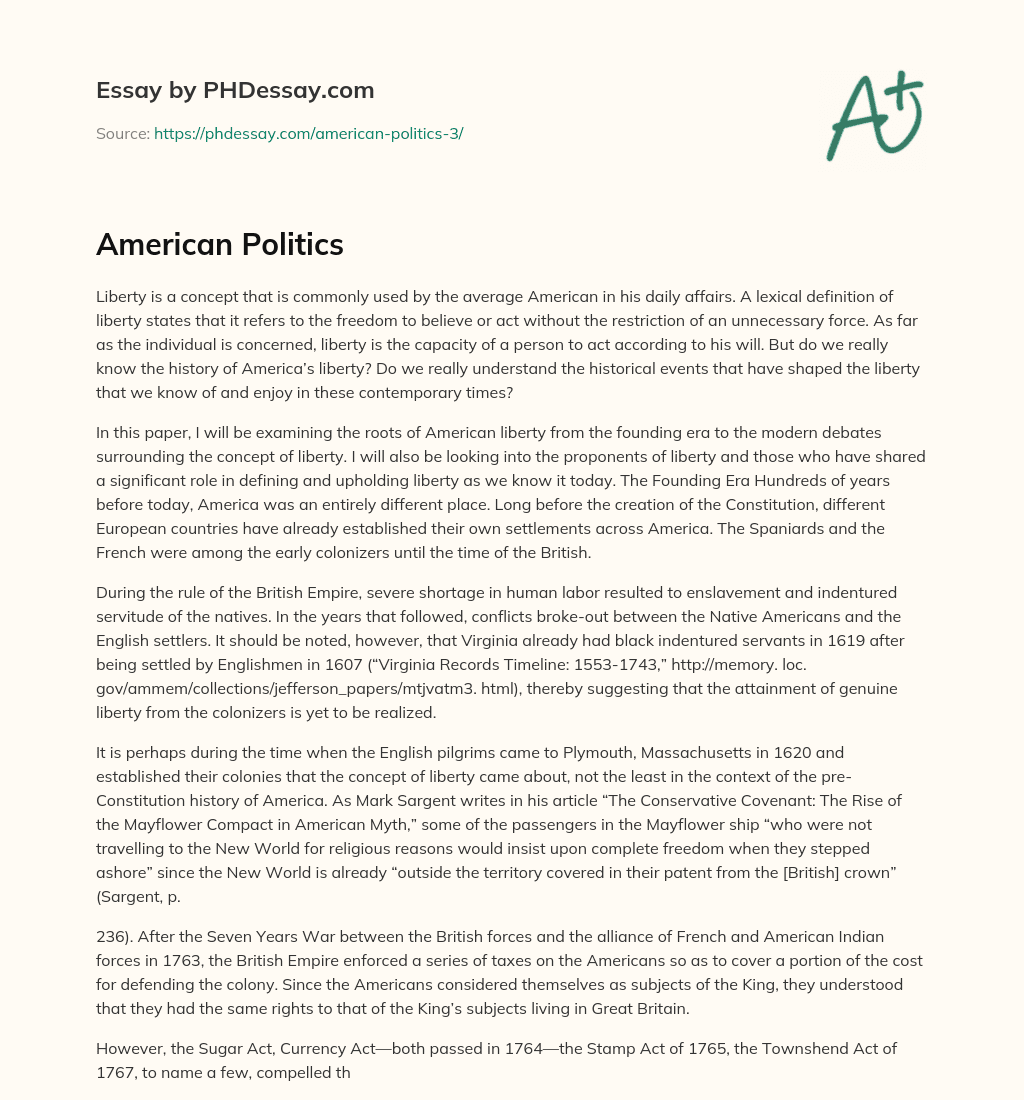 American Politics essay
