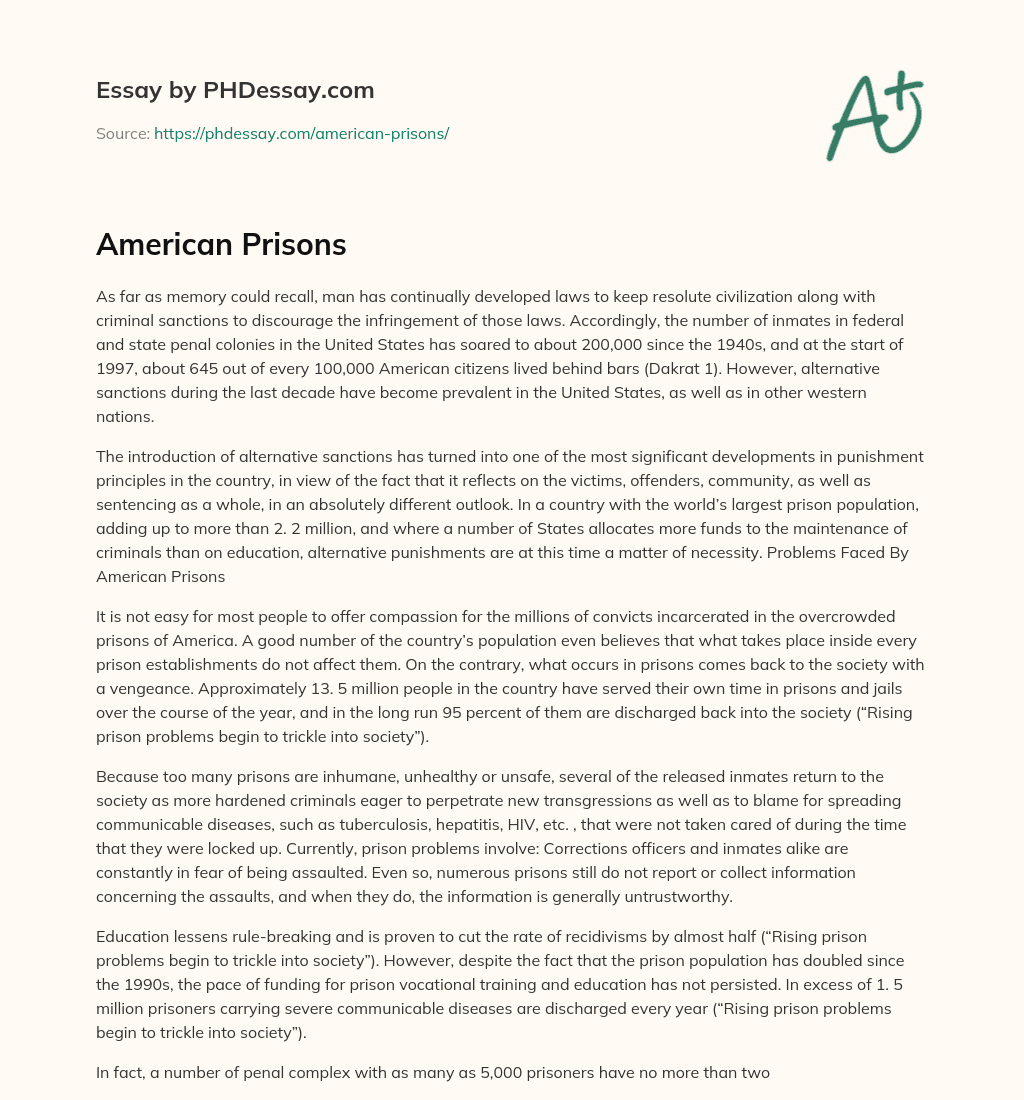 American Prisons essay
