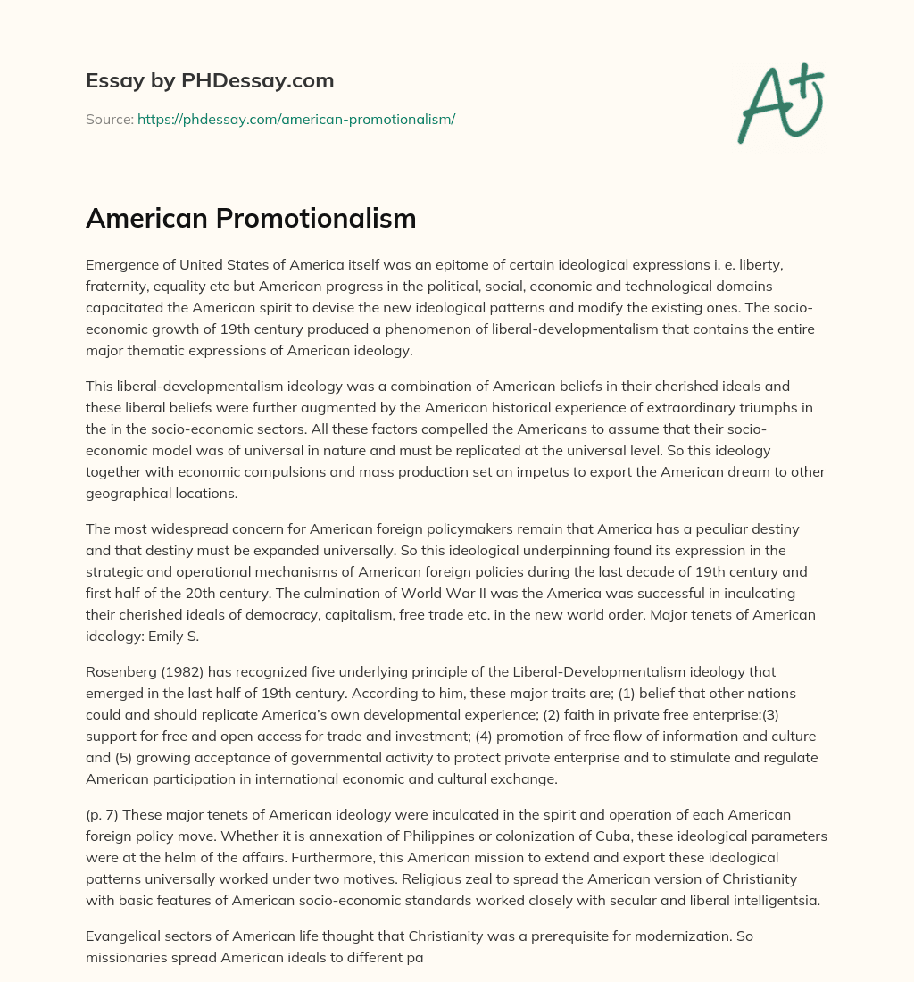 American Promotionalism essay
