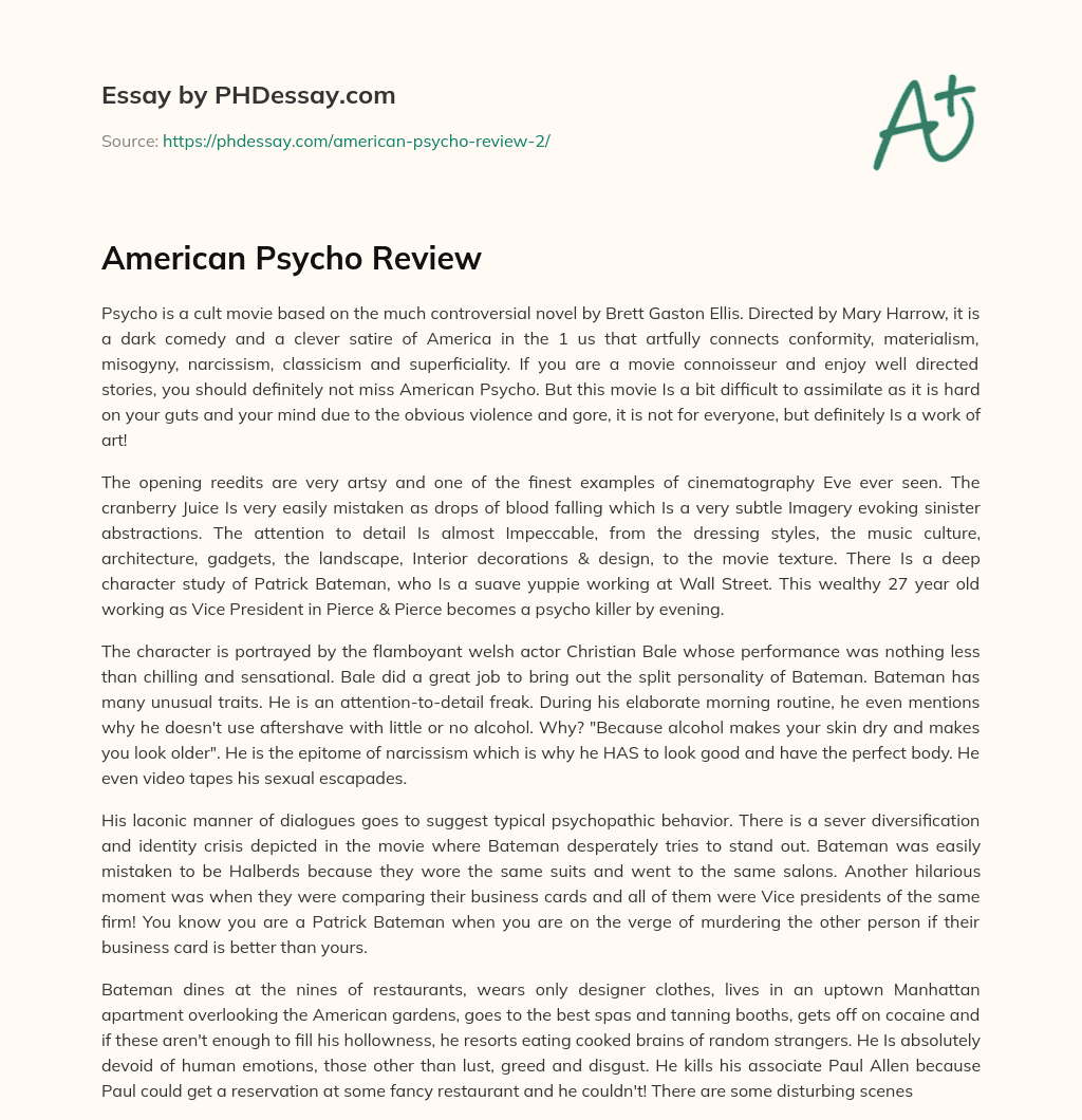 American Psycho Review essay