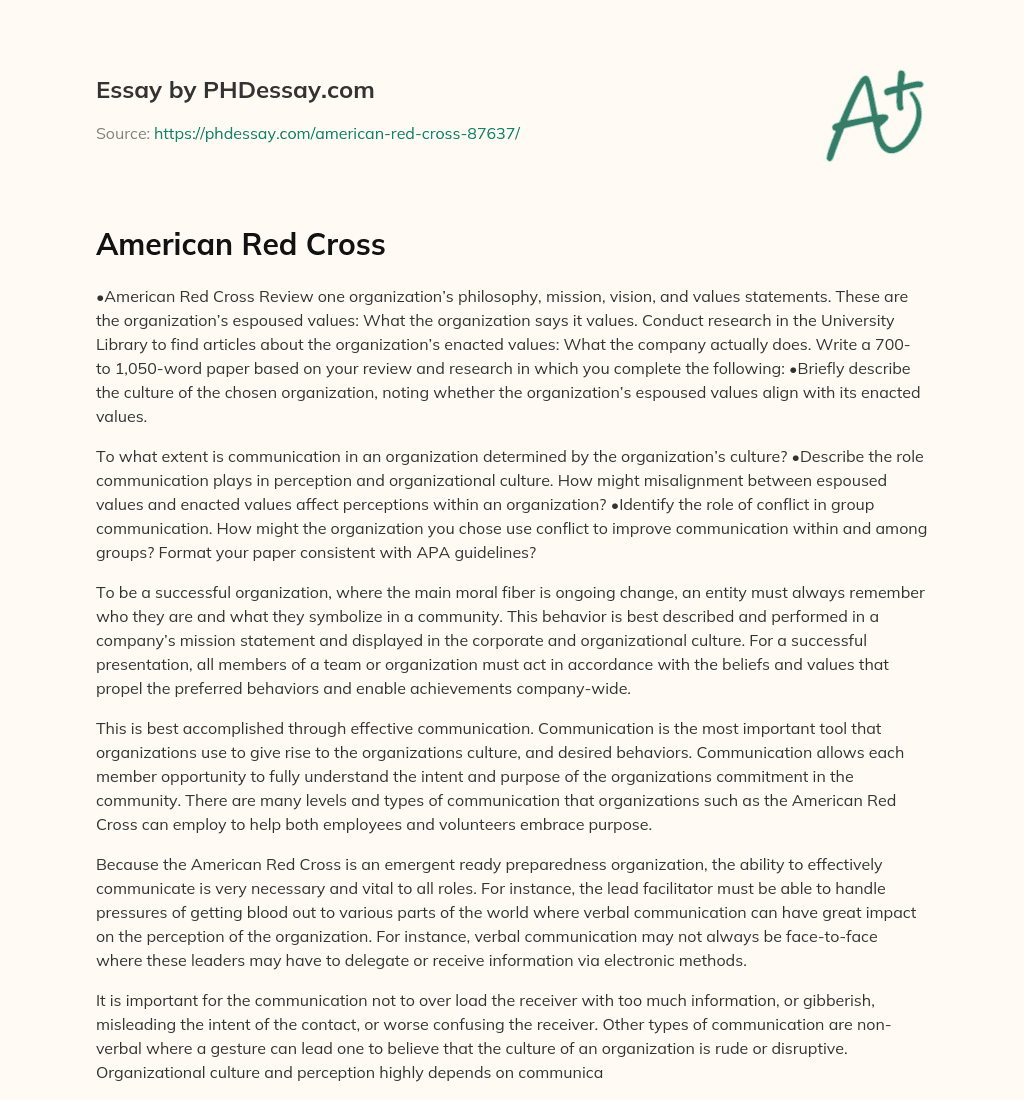 American Red Cross essay