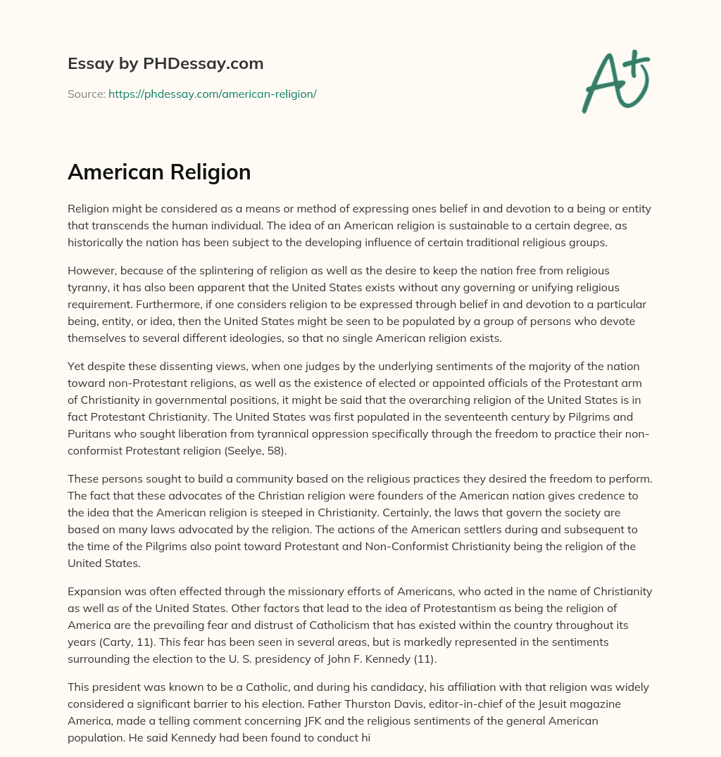 American Religion essay