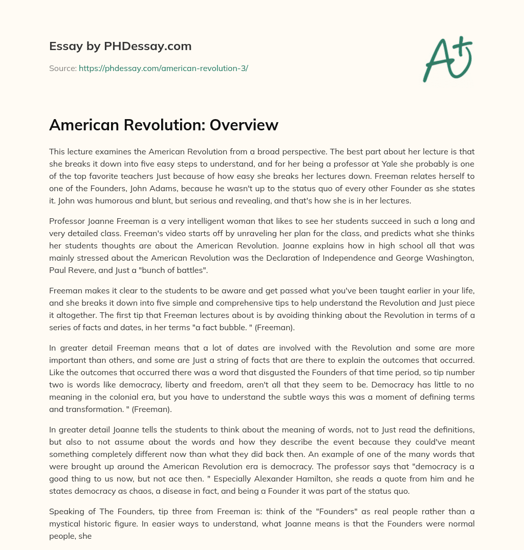 American Revolution: Overview essay