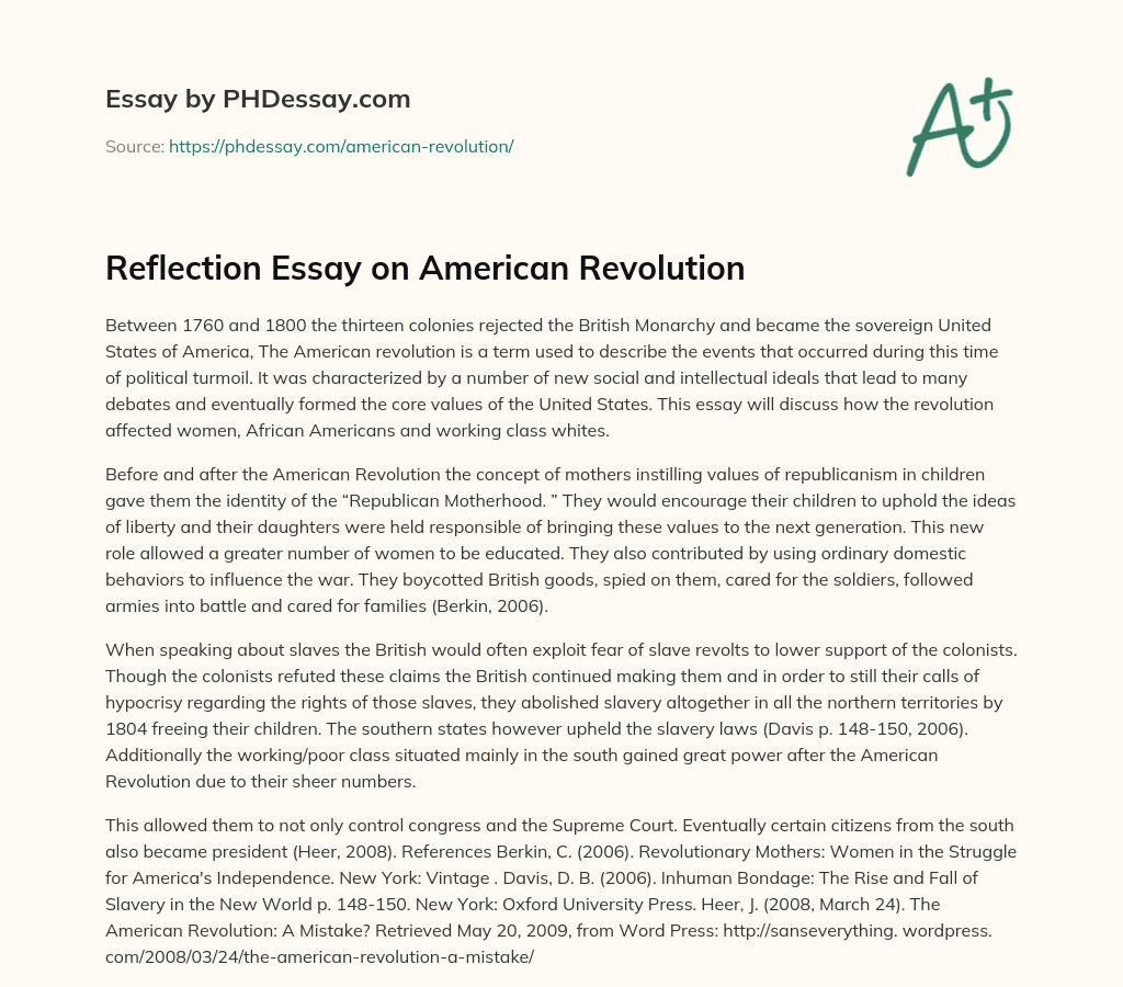 essay on american revolution