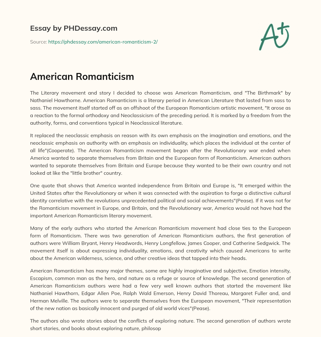 American Romanticism essay