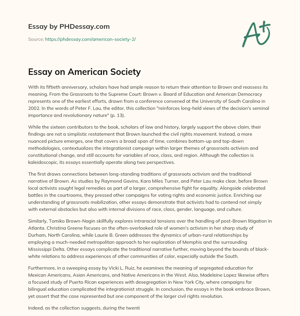 Essay on American Society essay