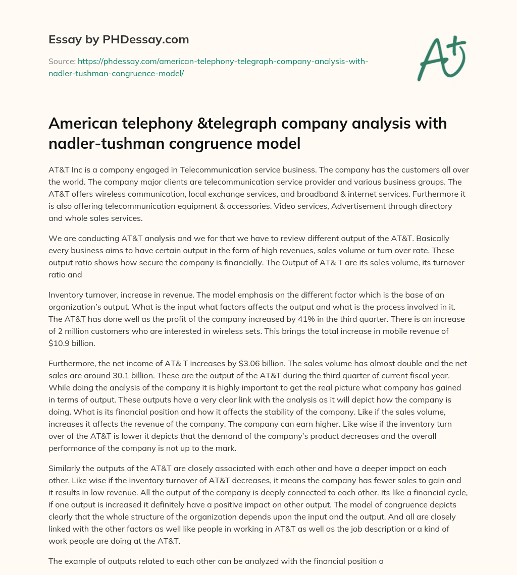 AT&T’s Output Analysis and Financial Performance essay