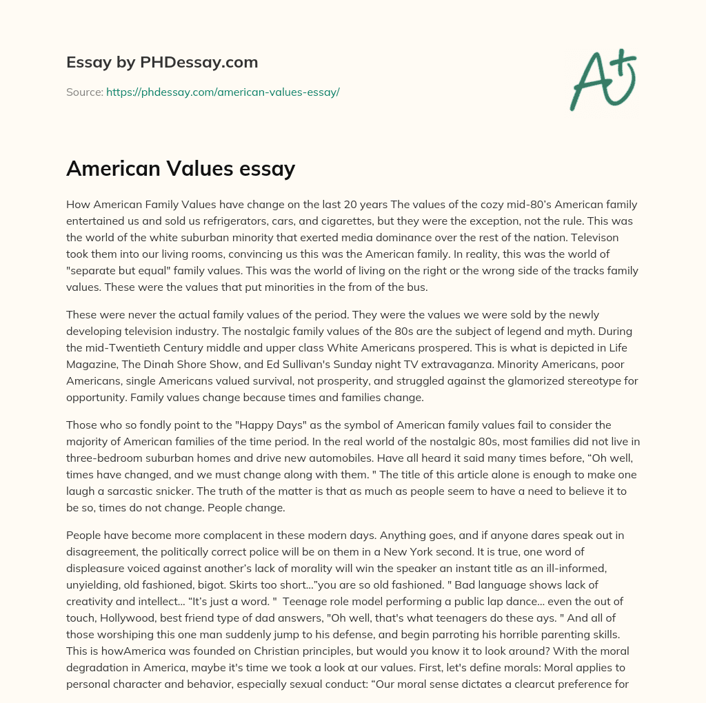 American Values essay essay