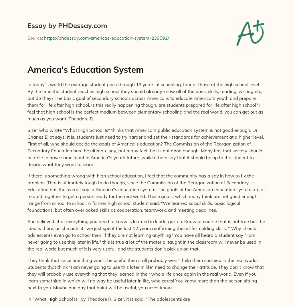 America’s Education System essay