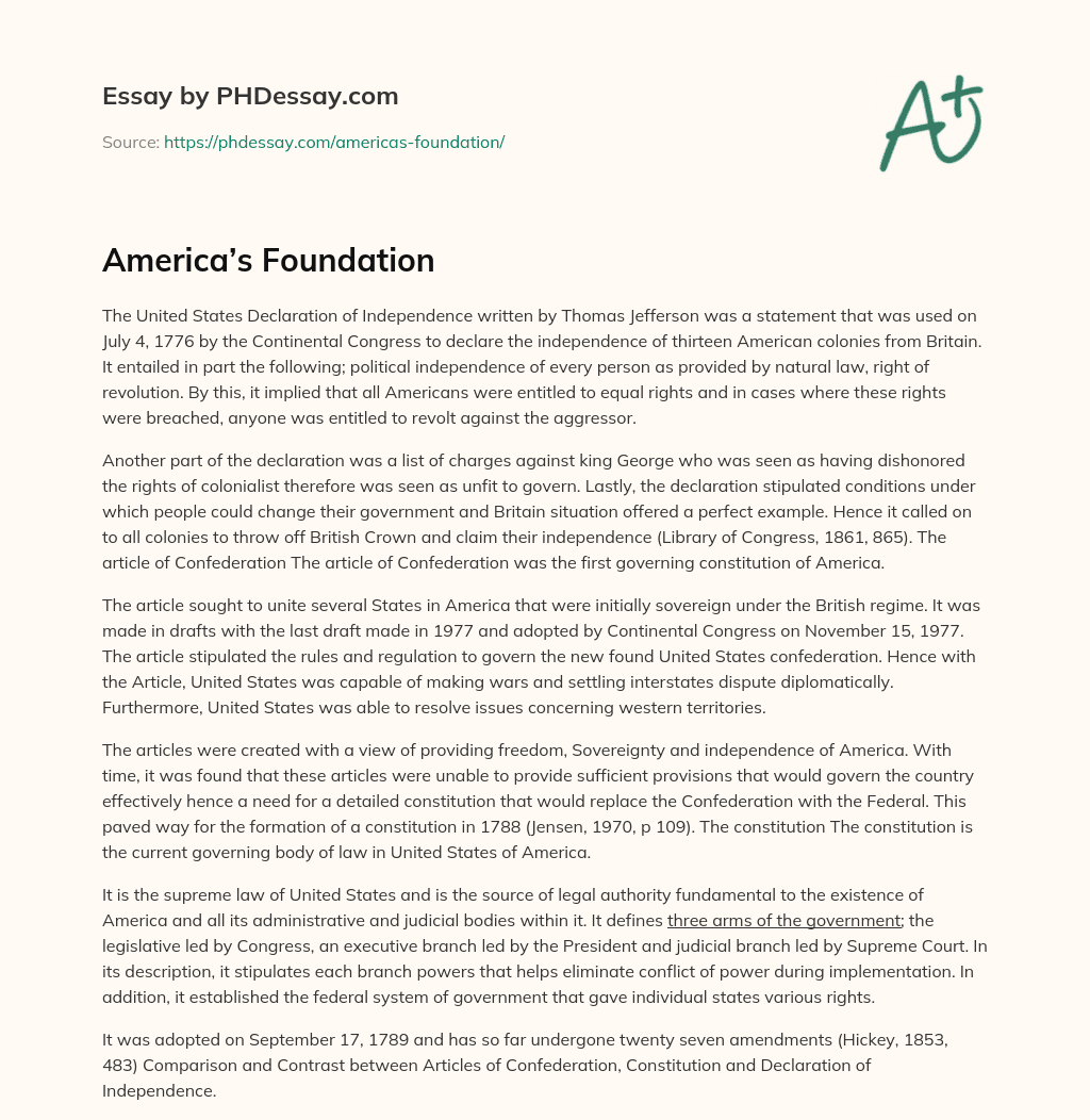 America’s Foundation essay