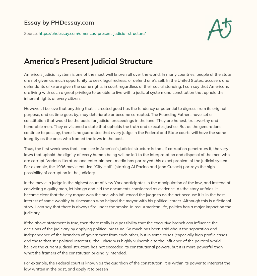 America’s Present Judicial Structure essay