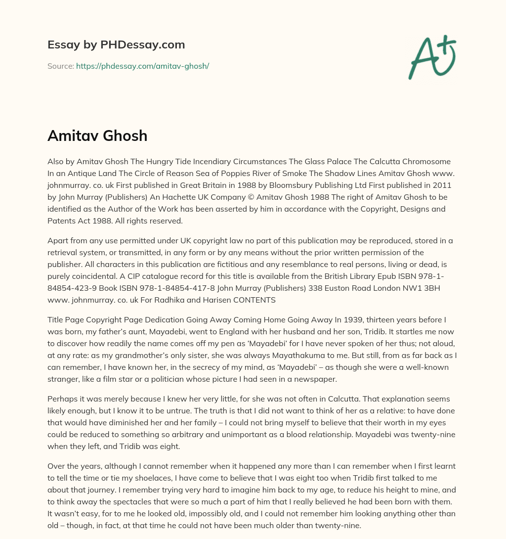 Amitav Ghosh’s Published Works and Copyright Information essay