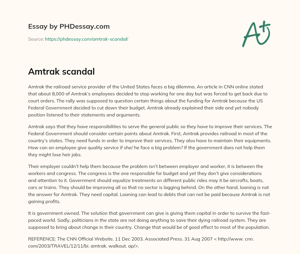 Amtrak scandal essay