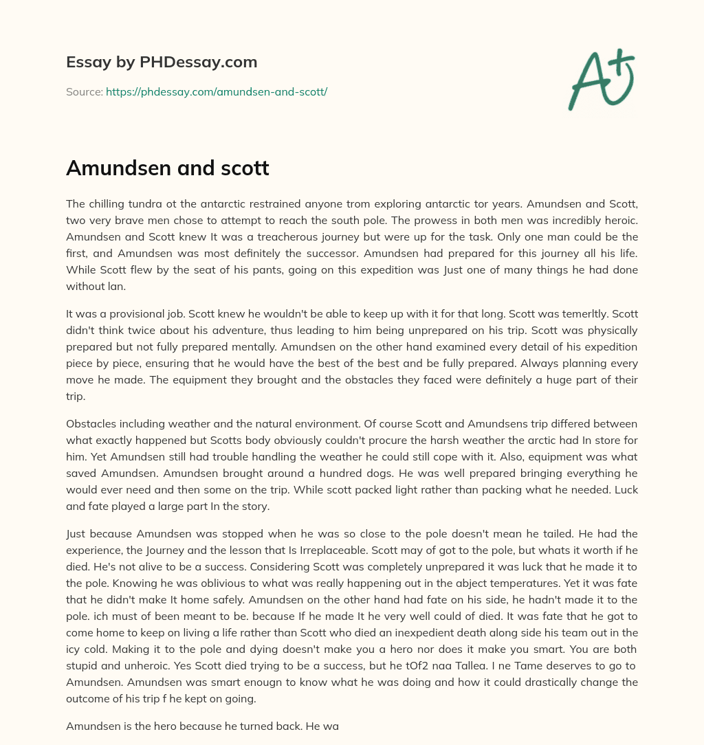 Amundsen and scott essay
