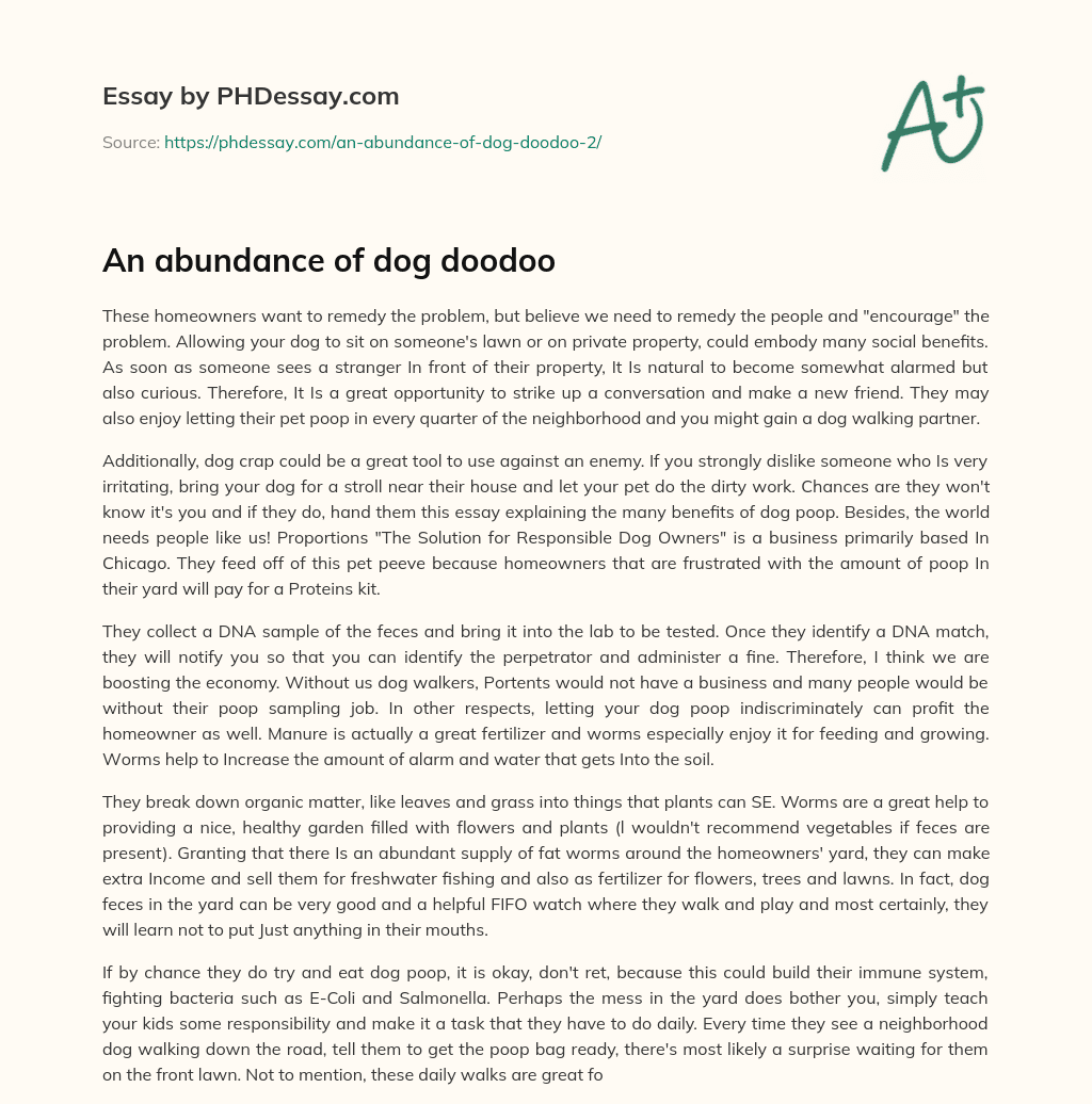 An abundance of dog doodoo essay