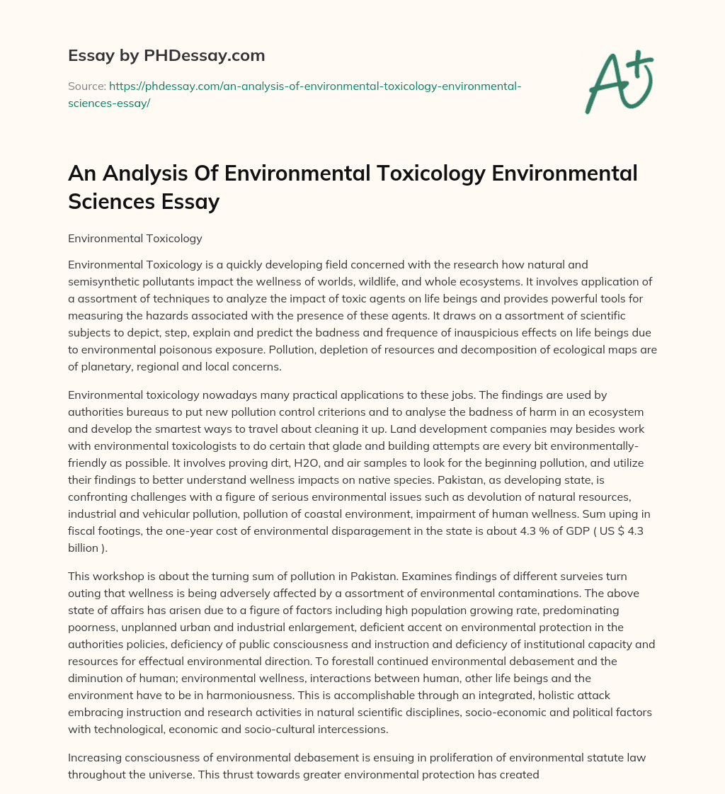 An Analysis Of Environmental Toxicology Environmental Sciences Essay essay
