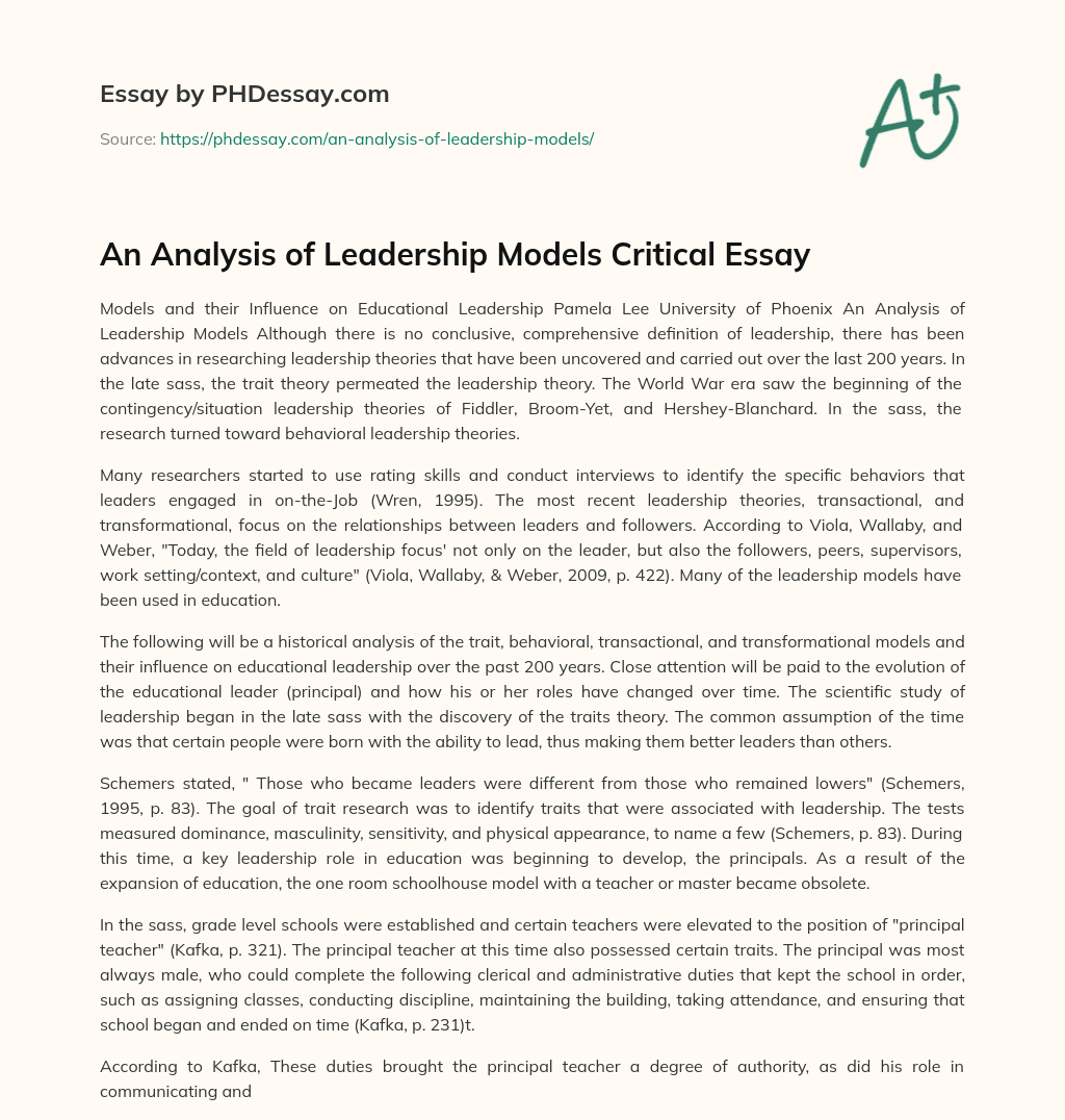 leadership analysis essay