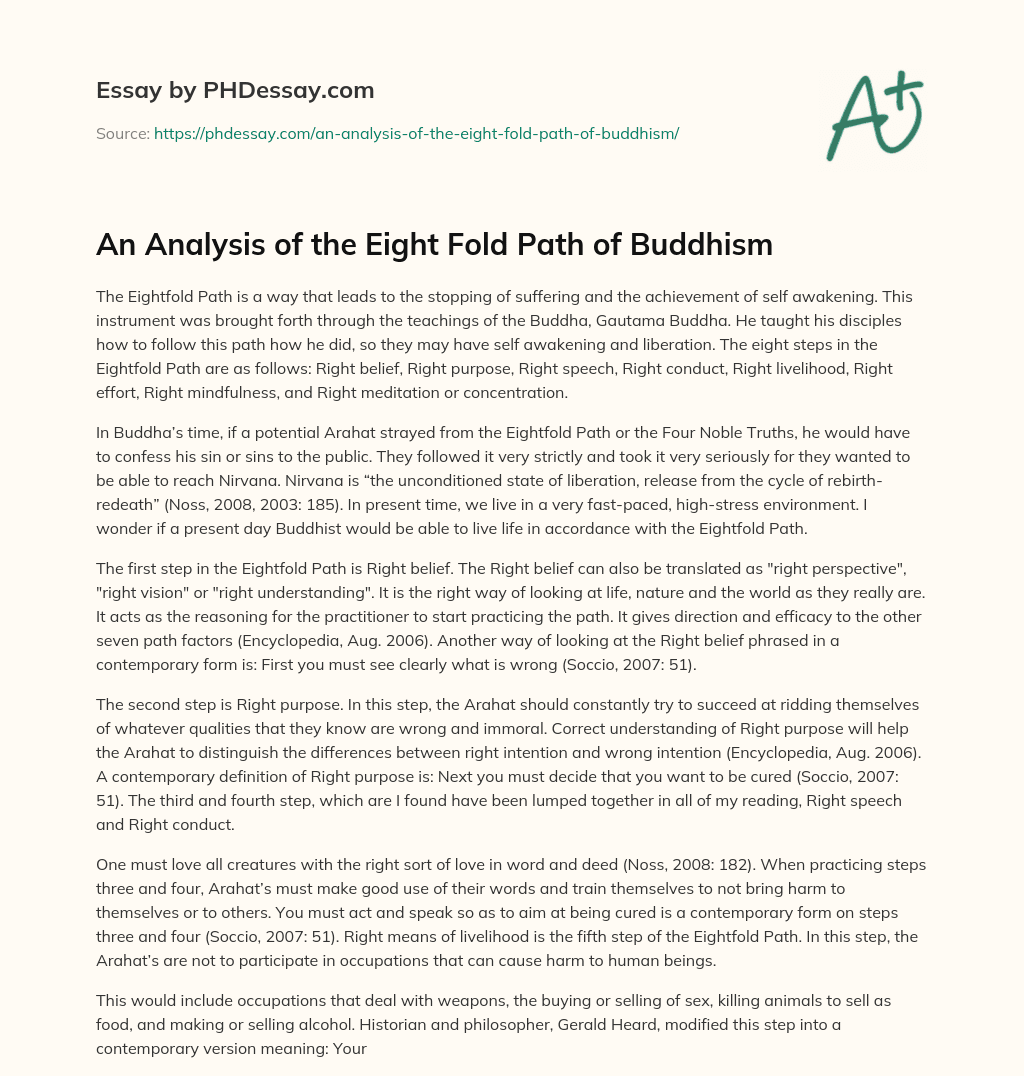 An Analysis of the Eight Fold Path of Buddhism essay