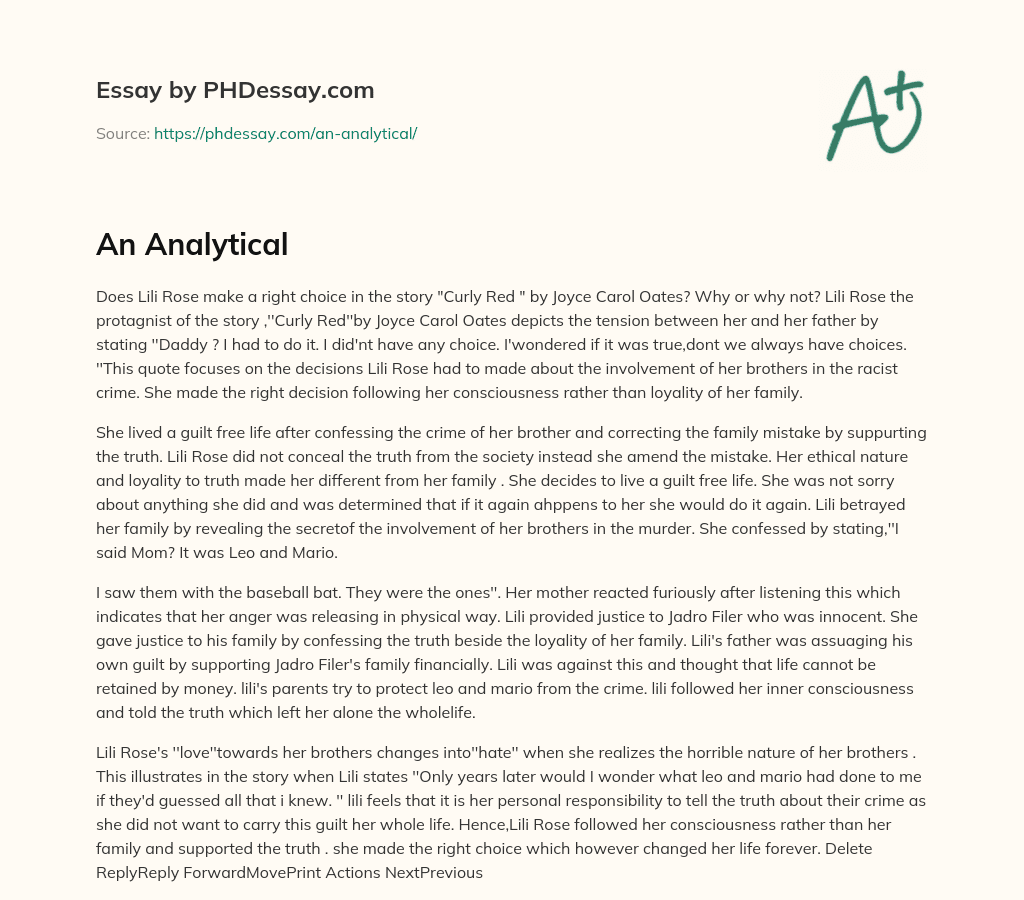 An Analytical essay