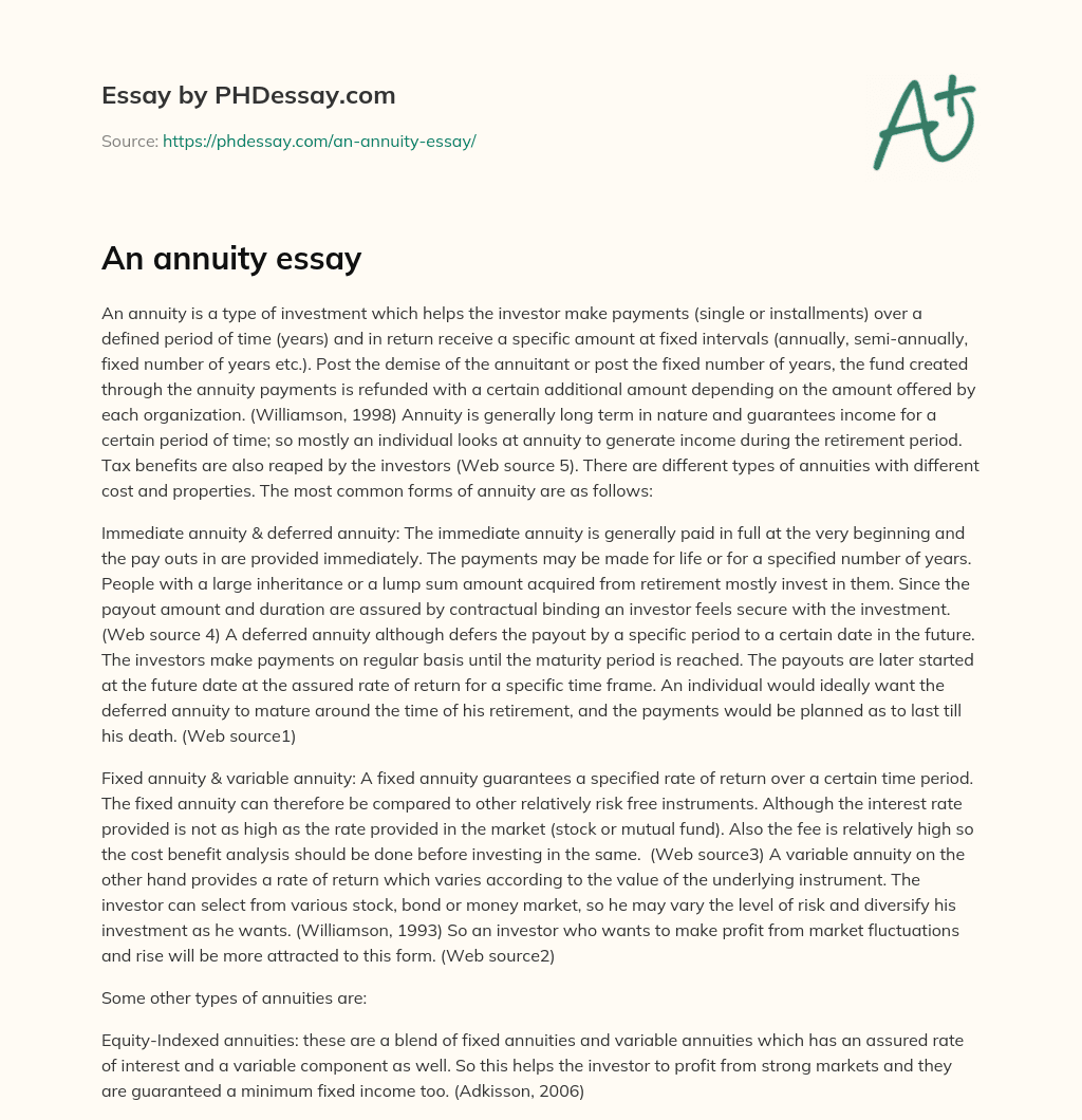 An annuity essay essay