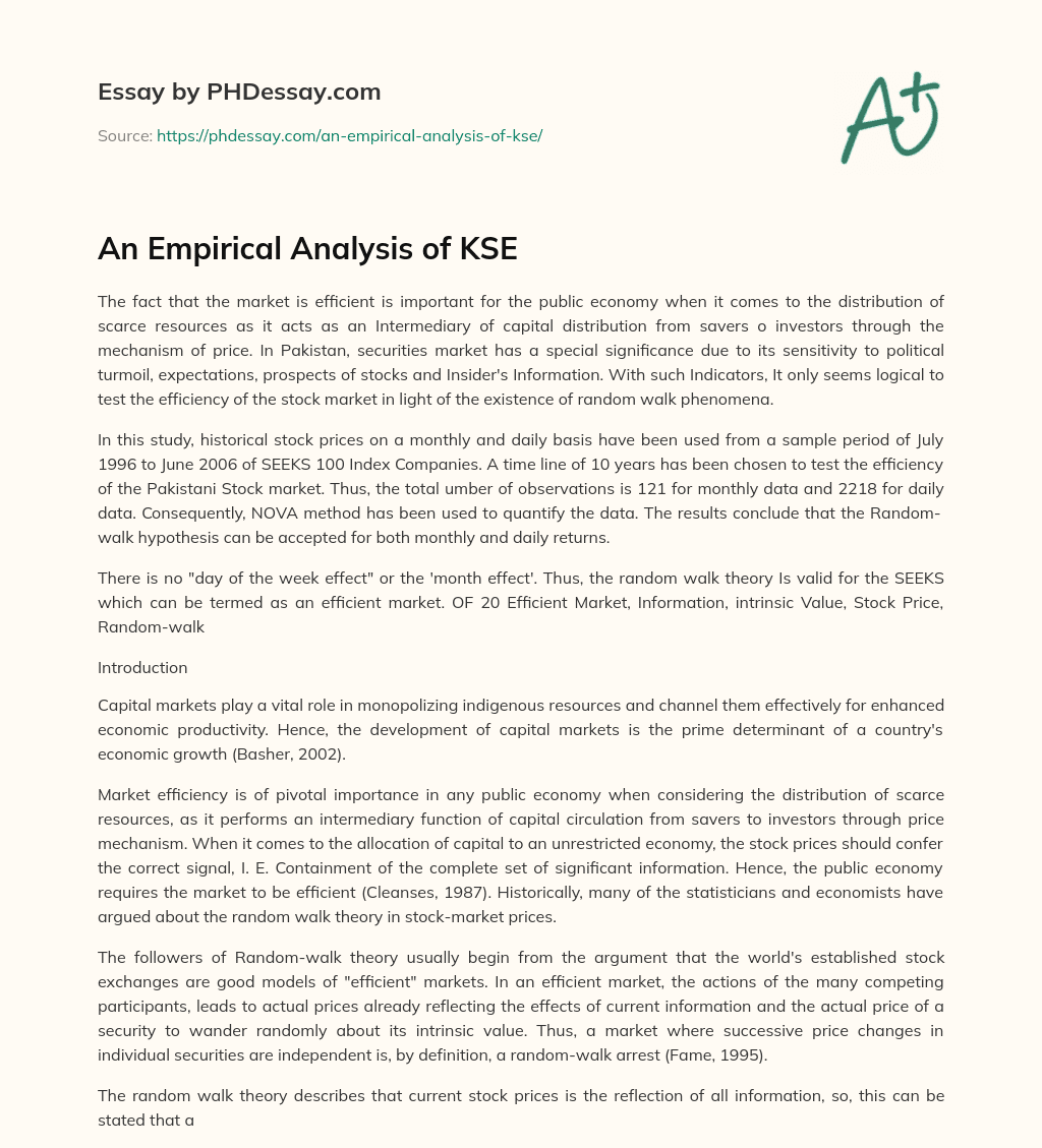An Empirical Analysis of KSE essay