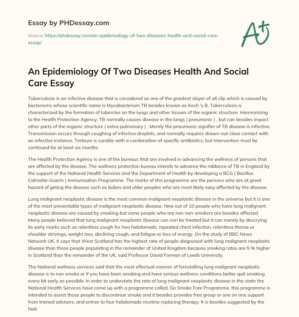 An Epidemiology Of Two Diseases Health And Social Care Essay essay