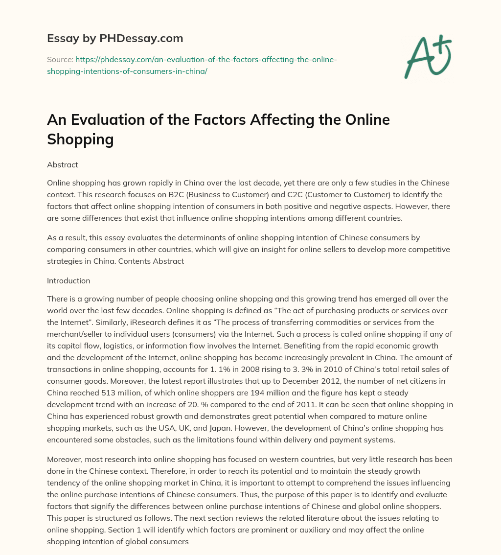 An Evaluation of the Factors Affecting the Online Shopping essay