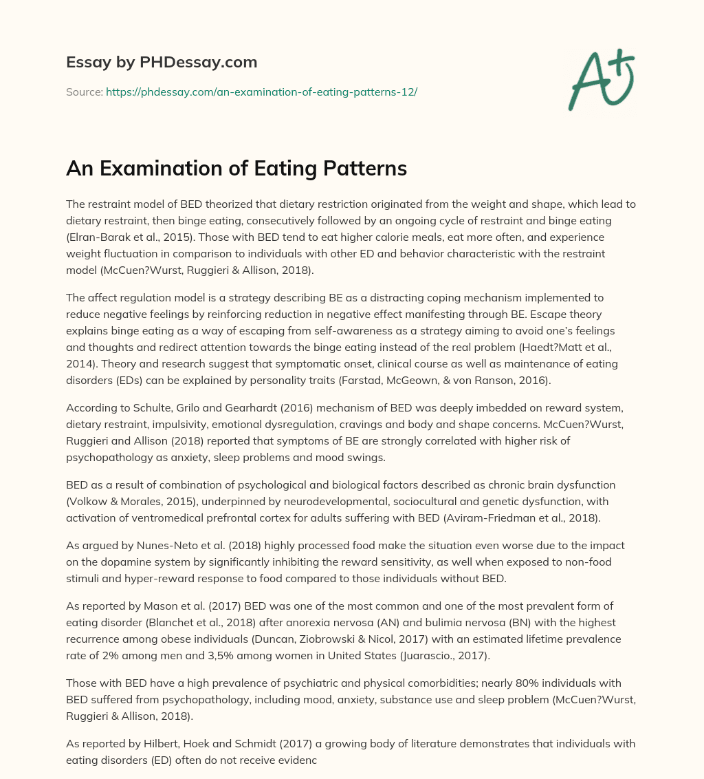 An Examination of Eating Patterns essay