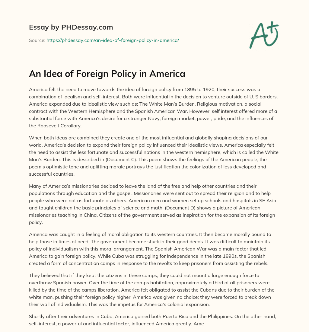 An Idea of Foreign Policy in America essay